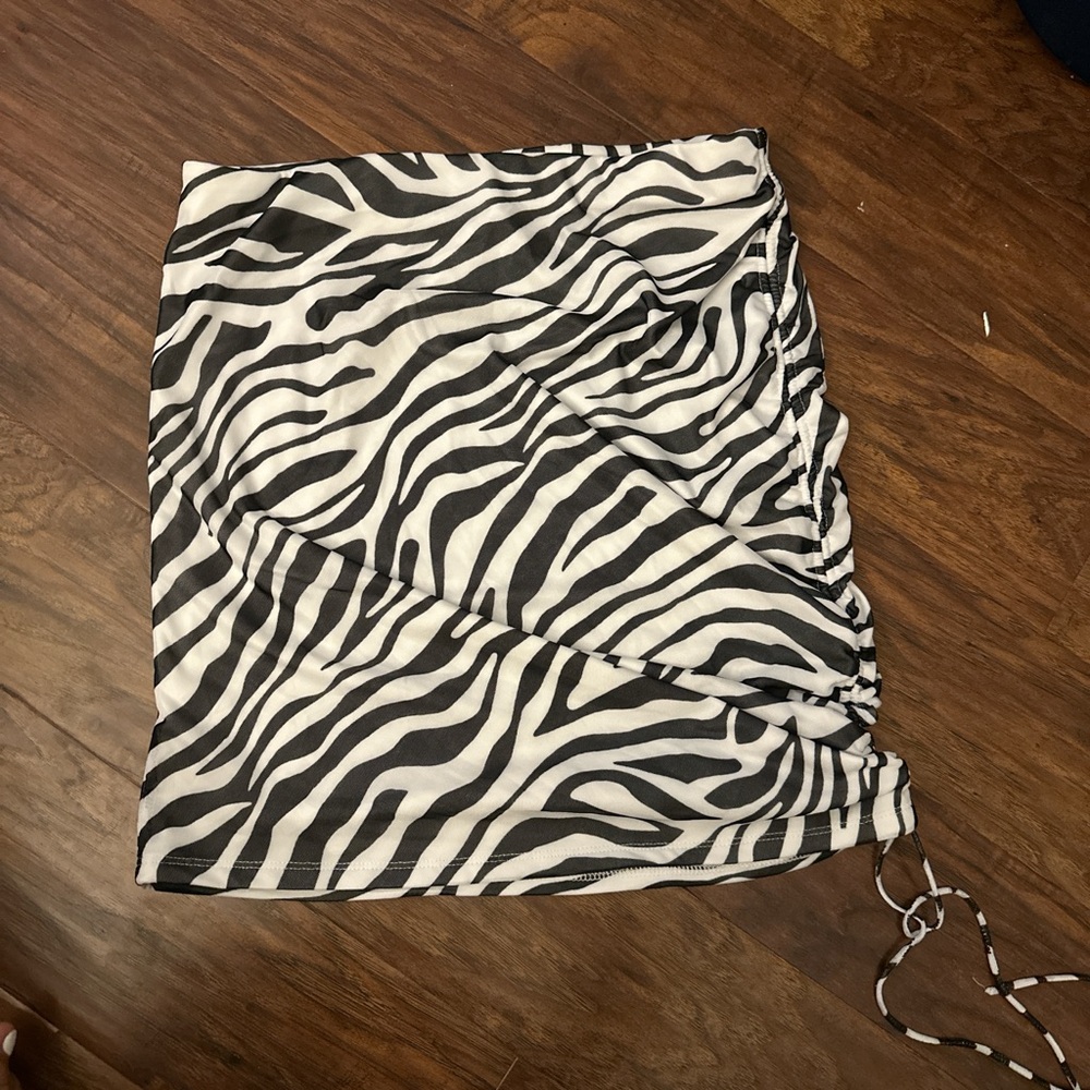 Princess Polly Black and White Ruched Wrap Mini Skirt